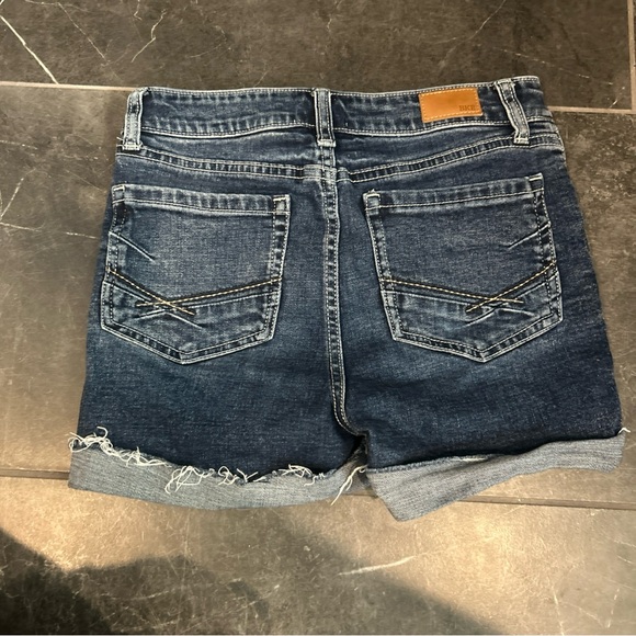 BKE Dark Blue Jean Shorts with Frayed Hem - Picture 5 of 7